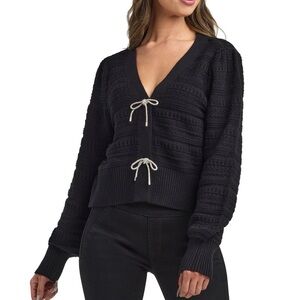 BCX Cardigan with Embellished Bow Buttons, Size XL - NWT